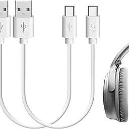 GEEKRIA USB Headphones, Earbuds Short Charger Cable Compatible with Bose QC 35 II/35/25, SoundLink, USB Replacement Power Charging Cord (1 ft / 30 cm 2 Pack)-image-1