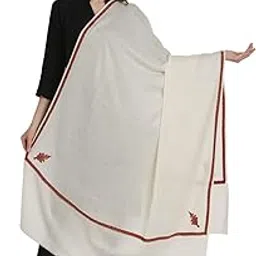 tweedle 100% Pure Wool Cream/White Shawl for Women, Kingri Border, Soft and Light Weight shawl for ladies image 1