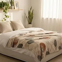 Modern Abstract Throw Blanket, Cream with Grey and Brown Pattern, Decorative Bedding and Sofa Cover-picture-28