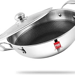 PNB Kitchenmate INOX Triply Kadhai with Steel Lid - 6.5L Capacity & 32 cm - Gas & Induction Compatible - 3-Ply Clad Construction - Triply Stainless Steel Kadai-picture-24
