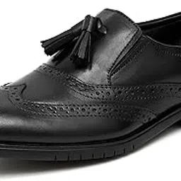 classic kicks Men's Genuine Leather Slip On Moccasin Brogues Formal Tassel Loafers-picture-50