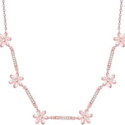 giva 925 Silver Rose Gold Flowery Bliss Necklace | Gifts for Girlfriend,Pendant to Gift Women & Girls | With Certificate of Authenticity and 925 Stamp | 6 Months Warranty* image 1