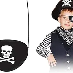 KYNA Pirate Eye Patch Single Eye Skull Printed Eye Cover Mask For Kids And Adults (Black) –Set Of 2 Pcs-picture-36