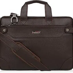 Zipline Office Faux Leather laptop bag for Men - Fits 14/15.6/16 inch Laptop Messenger Bags For Mens (1-Brown Bag)-image-0