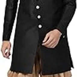 vastramay Men's Beige Silk Blend Sherwani Set-picture-38