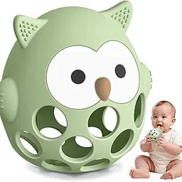 Baby Owl Teether, Silicone Teething Toys for Babies 3-6-12 Months, Teething Ring Easy to Grasp, Baby Gifts, BPA Free (Green)-picture-12