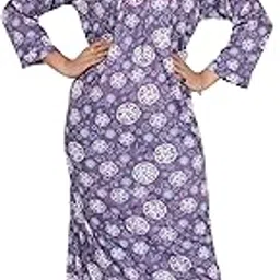 r rilo RILO Women's Printed Hosiery Cotton Full Sleeve Nighty Nightgown Maxi-picture-24