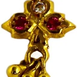 jj jewellers 18k (750) gold nose pin with stone/latest gold nose pins rings for women and girl-picture-27
