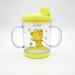 KAYI Bpa Free Unbreakable Sippy Cup (Sipper Mugs for Kids/Children/Babies/Infants) Spout Infant PP/Glass Look Water/Juice Training Sipper Cup with Handles 200 ml (Yellow)-picture-35