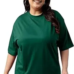 juneberry 100% Pure Cotton Oversized Baggy Fit Core Solid Half Sleeve Plus Size T-Shirt for Women & Girls (Sizes: 2XL to 5XL)-picture-17