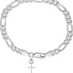 akshat sapphire 92.5% Pure Sterling Silver Figaro Designer Bracelet with Charm Jesus for Men & Boys-picture-4
