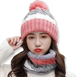 tomorrow fashion Tomorrow Winter Beanie Hat Scarf Set for Women & Men - 2-in-1 Warm Headwear with Ear & Neck Cover - Knit Hat, Scarf & Ski Gift - Cold Weather Gear for Outdoor Activities Multicolor-picture-26
