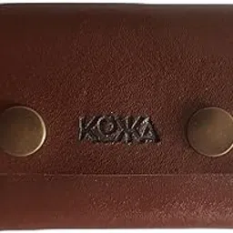 kozha Handmade Stitchless Leather Card Holder | Glossy Brown Finish | Brass Button & Rivet | Premium Minimalist Wallet-picture-32