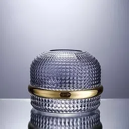 Samara Home Blue Ringed Glass Vase for Home Decor (Small) | Beautiful Decoration for Living Room Centre Table | Decorative Tall Vases for Flowers & Plants-image-3