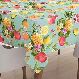 Encasa XO Dining Table Cloth - 6 ft - Water Repellent - Rectangular - Polyester Printed Twill Fabric Table Cover - 140x180 cm - Machine Washable - Durable - Pineapple-picture-44