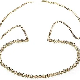 sanjog Stunning Golden Color With Gold Kundan Stone Studded Antique vaddanam Kamarband for Women/Girls-picture-20