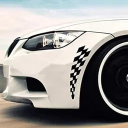 isee 360 ISEE 360® 2 PCS Car Bumper Sticker Exterior for Front Back Checkered Flag Decals L X H 30 X 11 Cms (Black)(Vinyl)-picture-25