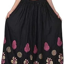 KURTISKIRTS Women and Girls Gold Printed Rayon Skirt-White-picture-24