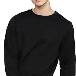 leotude Men's Loopknit Round Neck Full Sleeve Slim Fit Sweatshirt (Color Black)-picture-14