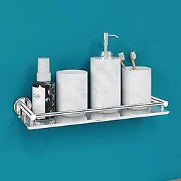 Plantex Heavy Duty Stainless Steel Nickel, Chrome Finish Bathroom Kitchen Wall Rack Storage Shelf Accessories (Silver, 16x5 Inches)-image-16