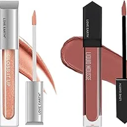 Love Earth Liquid Lipstick & Lips Gloss Combo| Includes Liquid Lip Gloss -Gold Glam-3ml & Liquid Mousse Lipstick - Citrus Cosmo Matte Finish-6ml| Soothes & Moisturizes Dry Lips-picture-26