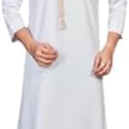 aaraish Omani Thobe for Men | White & Gold | Premium Imported Quality | Full Sleeve | Round Neck | Elegant Islamic Attire-picture-15