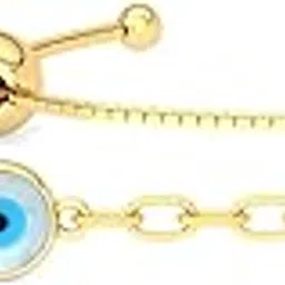 clara 925 Pure Silver Golden Evil Eye Hand Bracelet | Adjustable, Gold Plated, Anti Tarnish | Gift for Women and Girls-picture-40