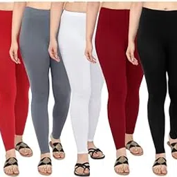 corefab Soft Cotton Ankle Length Legging for Women (Pack of 5)-picture-23