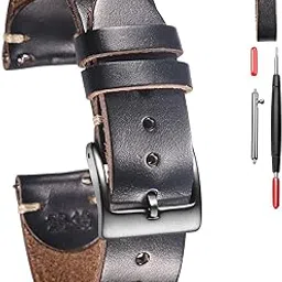 hemsut h Leather Watch Bands for Men, Horween Quick Release Leather Watch Strap Vintage Watch Replacement Wrap of 18mm, 20mm, 22mm-picture-19
