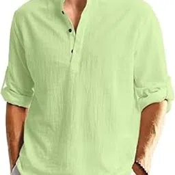Men's Full Sleeve Beige Color Cotton Blend Mandarin Slim Fit Shirt Style Kurta for Men and Boys-picture-26