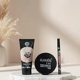 GLAM ROSE 3-in-1 Daily Makeup Kit with BB Cream SPF 20, Stay Matte Compact Powder and Eyeliner for Women and Girls, Professional Beauty Essentials Set-image-46