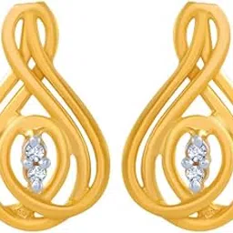 p.c. chandra jewellers 14k (585) Yellow Gold and American Diamond Stud Earrings for Women - 0.993 Grams-picture-37