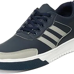 tybelt Men's Navy Blue & Grey Sneakers | Lightweight Casual Shoes for Men | Comfortable Lace-Up Sneakers_07-picture-34