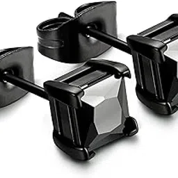 jstyle Stainless Steel Mens Womens Cubic Zirconia Stud Earrings Black Piercing 22G 3-8mm-picture-39