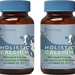 ZEROHARM Holistic Calcium Tablets for Women and Men - Milk Based Calcium Supplement with Vitamin D3, K2-7, Magnesium & Phosphorous - Best Joint Support & Bone Strength Supplement (120 Tablets)-image-12