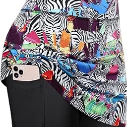 fulbelle Tennis Skirts for Women with Pockets High Waisted Athletic Golf Skorts Skirts, Zebra 2.0, Medium-picture-11