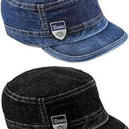 Unisex 100% Cotton Denim Style Cap Men's Denim Cap Pack of 2 Black & Blue-picture-25
