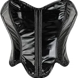 fizzoqi Women’s Shiny PU Patent Leather Corset | Navel-Baring Waist Trainer with Zipper-picture-20
