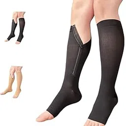 Open Toe 15-20 mmHg Compression Grade Calf Pain Leg Inside Zipper Socks-picture-45