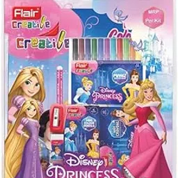 Flair Creative Series Disney Princess Stationery Kit | Combination of 34 Assorted Items | Smart Kit for Your Creative Need & Fun Learning | Ideal Gift Set for Kids | Pack of 1-image-80