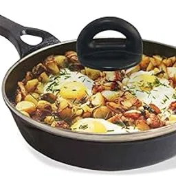 The Indus Valley Preseasoned Cast Iron Fry Pan/Skillet with Glass Lid | Medium, 20.3Cm/8Inch, 0.9Ltr, 1.6Kg | Induction Friendly | Nonstick Fry Pan, 100% Pure & Toxin Free, No Chemical Coating, Black-picture-15