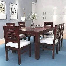 Solid Sheesham Wood Dining Table 6 Seater | Six Seater Dinning Table with 6 Chairs for Home | Chairs with Cushion | Dining Room Sets for Restaurants | Rosewood, Walnut Finish-picture-44