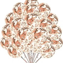 Mystic Toy Store 20 Pcs Confetti Balloons for Birthday Decoration Kit Rose Gold Boys Girls Kids Men Women Pack Items Itm Set Pre Filled Transparent Confetti Balloons-picture-33