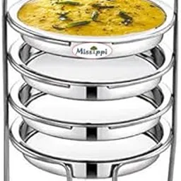 Missippi Stainless Steel Dhokla Maker, Thatte Idli Maker, Dhokla Stand | Thattu Idli Plate | Idli and Dhokla Maker | Khaman Dhokla Plate - 4 Plates, 16 cm Plates Set With Stand (4 Plate Stand)-picture-15