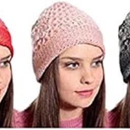 arnav Women's Woollen Winter Cap (Multicolour , Free Size ) - Pack of 3-picture-55