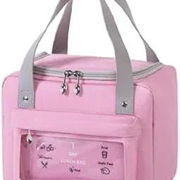 Heart Home Lunch Bag | Tiffin Storage Bag | Office Lunch Bag with Handle | Lunch Bag for Camping | Front Pocket Lunch Bag | Thermal Insulated Lunch Bag | RH215-PNK | Pink-picture-11