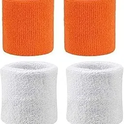 Sweksha Creations Wrist Band for Men & Women 3 Inch - Wrist Sweat Band(White and Orange)-image-94