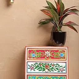 J.L.HOME DECOR Traditional Floral Hand Painted Wooden Chest with 3 Drawers - Timeless Elegance and Functional Storage-picture-28