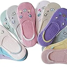 dikhawa Women's Anti Slip Cotton Loafers No Show Socks (Multicolour, Free Size)-picture-34