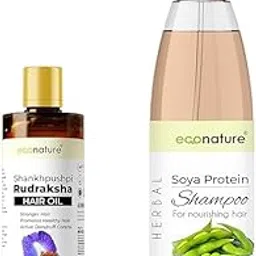 Econature Shampoo for Dry & Damaged Hair with Soya Protein, 330ml, and Rudraksha Weightless Hair Oil Treatment, 120ml, Nourishing & Repairing Combo-picture-14